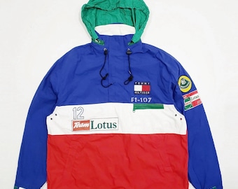 Tommy Hilfiger F1 Team Lotus 12 formula 1 pullover anorak jacket stow hood l-xl