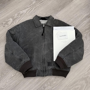 Men's Acne Studios Carbon Grey Bomber Jacket With Detachable Fur Collar Small image 1