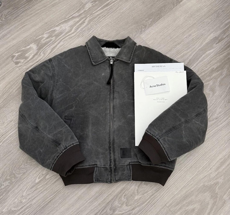 Men's Acne Studios Carbon Grey Bomber Jacket With Detachable Fur Collar Small image 1
