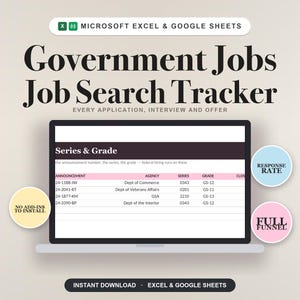 Federal Job Application Tracker for Government Jobs, Excel & Google Sheets