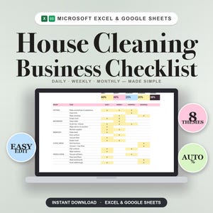 House Cleaning Schedule, Printable Chore Checklist and Routine, Excel & Google Sheets