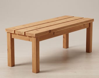 Garden Bench Build Plan PDF, DIY Cedar Outdoor Patio Bench Woodworking Plans, Backless Slat Bench, Instant Download