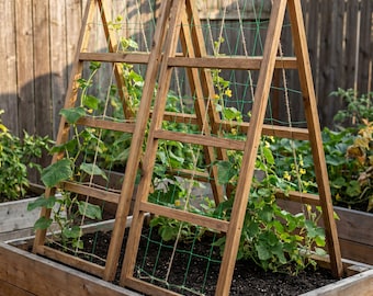 A-Frame Trellis Plan PDF, DIY Cucumber Vegetable Garden Trellis Woodworking Plans, Folding Plant Support, Instant Download