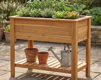Raised Planter Box Build Plan PDF, DIY Elevated Cedar Garden Planter on Legs Woodworking Plans, Standing Planter, Instant Download