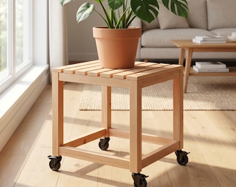 Rolling Plant Stand Build Plan PDF, DIY Cedar Plant Caddy with Wheels Woodworking Plans, Mobile Pot Stand, Instant Download