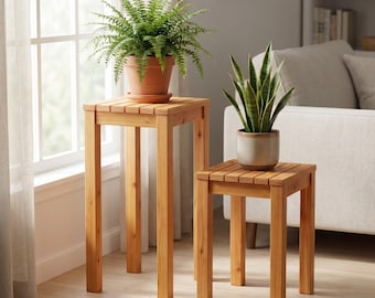Plant Stand Set of 2 Build Plan PDF, DIY Cedar Square Plant Stand Woodworking Plans, Modern Indoor Plant Stands, Instant Download