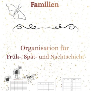 Shift planner for families | PDF download | Early, late & night shifts | Printable family planner | Childcare | Time account