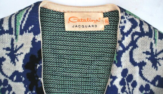 Vtg 60s CATALINA Floral Jacquard Cardigan Sweater - Etsy