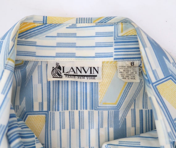 vtg 70s LANVIN geometric print top button up shirt - image 4