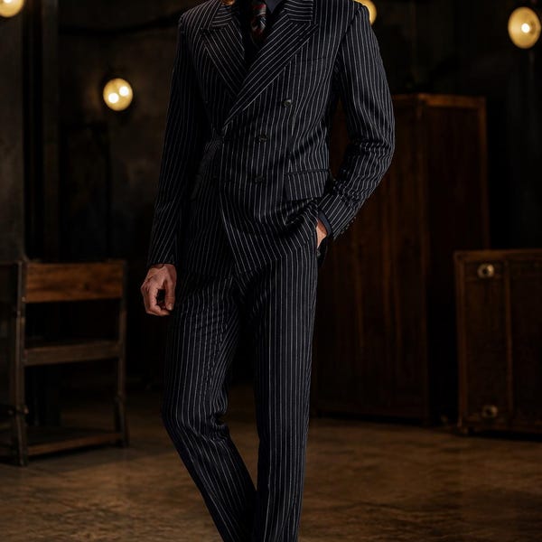 Lestat de Lioncourt Black Pinstripe Suit, Interview With The Vampire Gothic Aristocratic Style