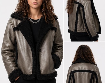 Off Campus Allie Hayes Shearling Leather Jacket, Mika Abdalla Green Leather Jacket, Women's Shearling Jacket