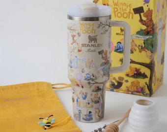 Kundenspezifische Stanley Winnie der Pooh Bär 40 Unzen Becher Niedlicher Stanley Thermobecher Geschenk Valentinstag Laser gravierter Name Becher Geschenk
