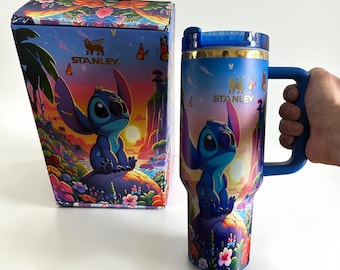 Aangepaste Stanley Stitch 40oz Stitch Stanley Tumbler Cup Leuke Stanley geïsoleerde reismok cadeau valentijnsdag lasergegraveerde naam beker cadeau