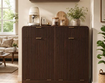 Fluted Tilt Out Trash Cabinet Hidden Garbage Bin Laundry Storage Organizer