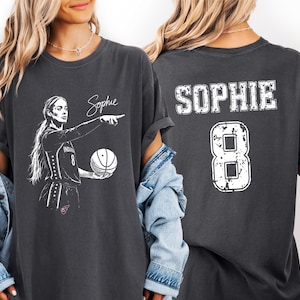 Comfort Colors® Sophie Cunningham Point Signature Basketball Shirt, Front and Back Printed
