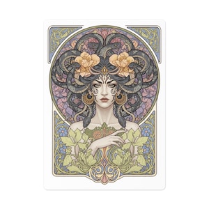 Artistic Poker Cards Set, Unique Playing Cards, Gift for Gamers, Medusa, Art nouveau playing cardsVintage Design, Home Decor for Card Lovers