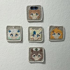 VTuber Crochet Coaster Decor - Sameko Saba, Nimi Nightmare, Mint Fantome, dooby3D, Dokibird