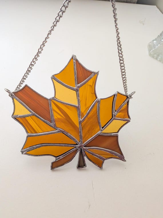 Maple Leaf Stained Glass Suncatcher
