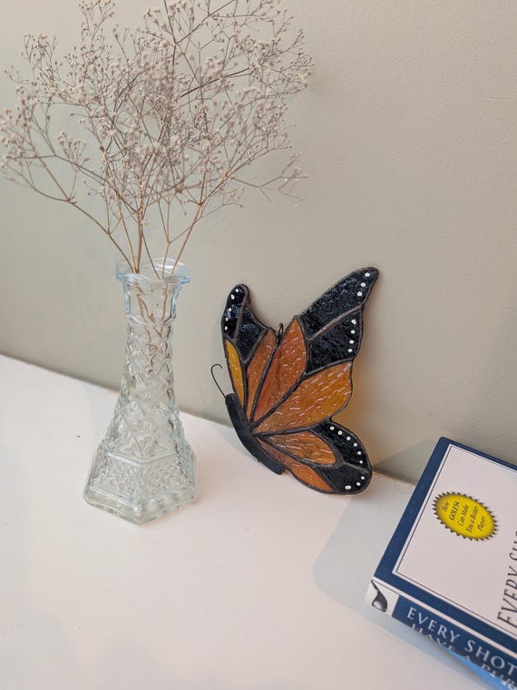 Monarch Butterfly Stained Glass Suncatcher