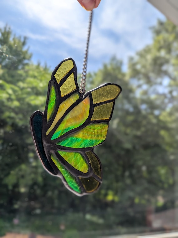 Stained Glass Butterfly Suncatcher- Green