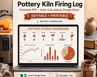 Pottery Kiln Firing Log Printable + Google Sheets | Ceramics Firing Tracker, Glaze Log, Cone Temp, Clay Studio Planner, Potter Gift PDF