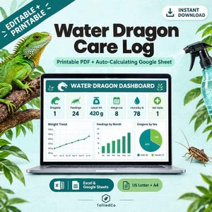 Può includere: Un registro digitale per la cura del drago d'acqua visualizzato su uno schermo di un portatile, con una dashboard che include grafici per l'andamento del peso, le poppate mensili e la distribuzione per sesso, oltre a icone di monitoraggio.