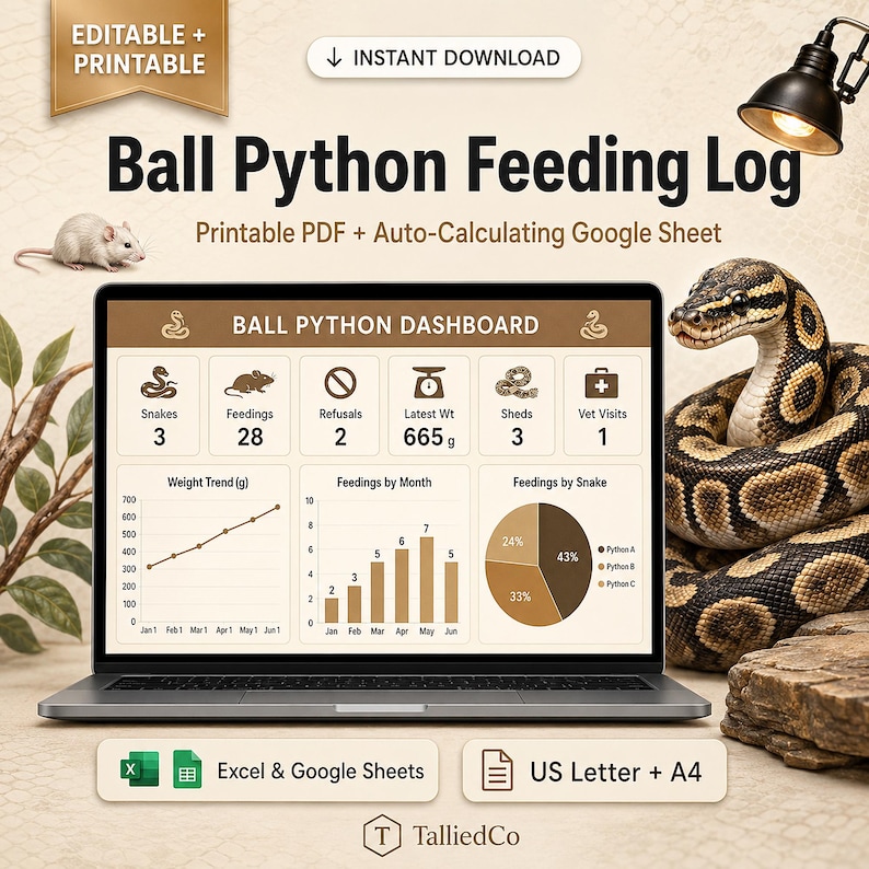 Ball python feeding log printable google sheets