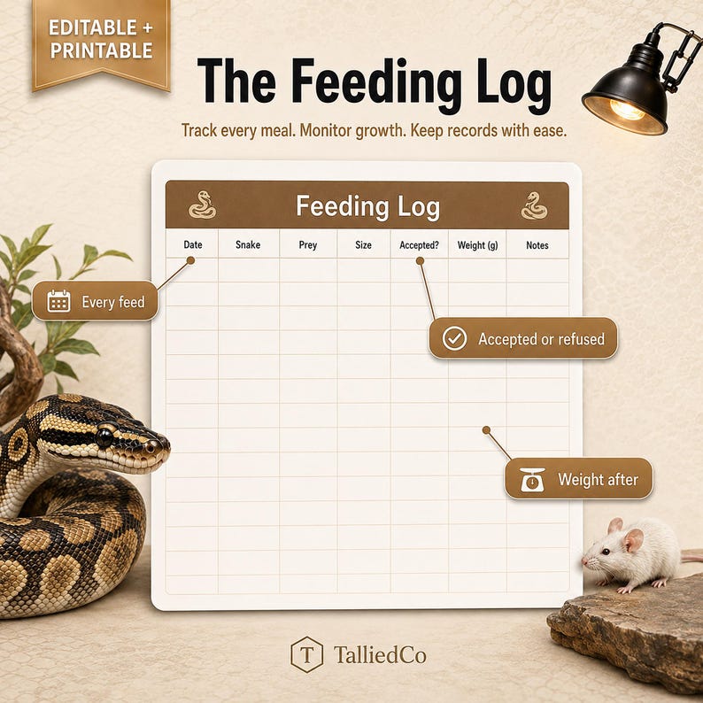 Ball python feeding log printable