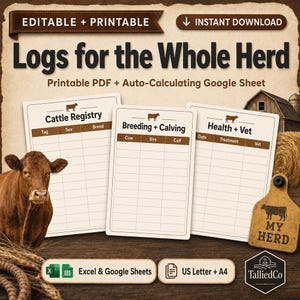 Breeding calving health logs
