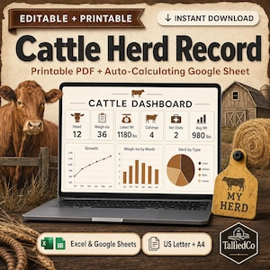 Cattle herd record printable google sheets