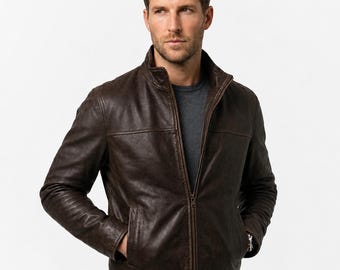 Handmade Men's Black Genuine Leather Biker Jacket | Slim Fit Moto Style Coat l Gift for him