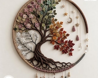 Tree of Life Crochet Pattern PDF | Four Seasons Celestial Wall Hanging