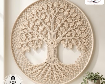 Tree of Life Crochet Wall Hanging Pattern | Detailed PDF Guide | Botanical Boho Décor