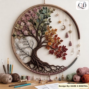 Tree of Life Crochet Pattern PDF | Four Seasons Celestial Wall Hanging imagen 4