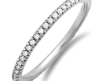 18kt oro blanco diamante eternidad alianza