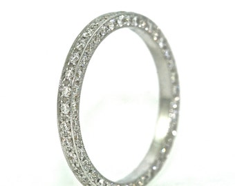 Oro blanco de 18 k y diamantes anillo de bodas