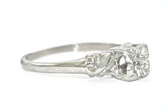 14kt White Gold Vintage Engagement Ring - image 4