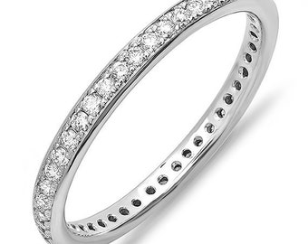 18 k oro blanco anillo de bodas de la eternidad