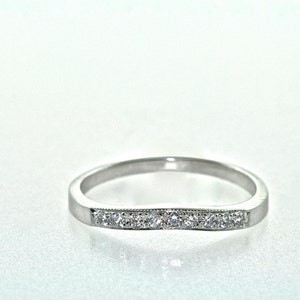 14kt White Gold and Diamond Curved Wedding Band