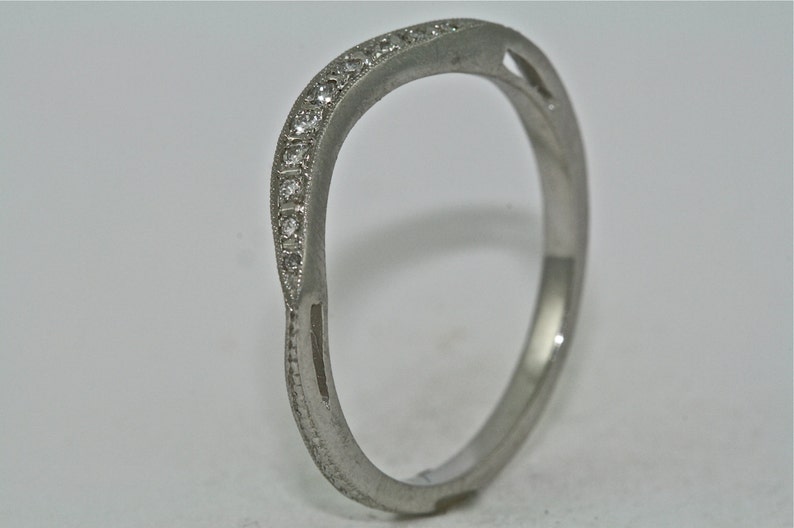 Platinum and Diamond Bridal Set Engagement Ring and Wedding Band image 5