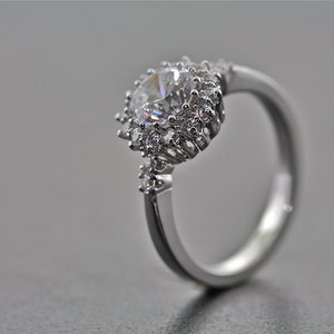 14kt White Gold New Vintage Engagement and Wedding Ring with Diamonds and 1ct White Sapphire Center
