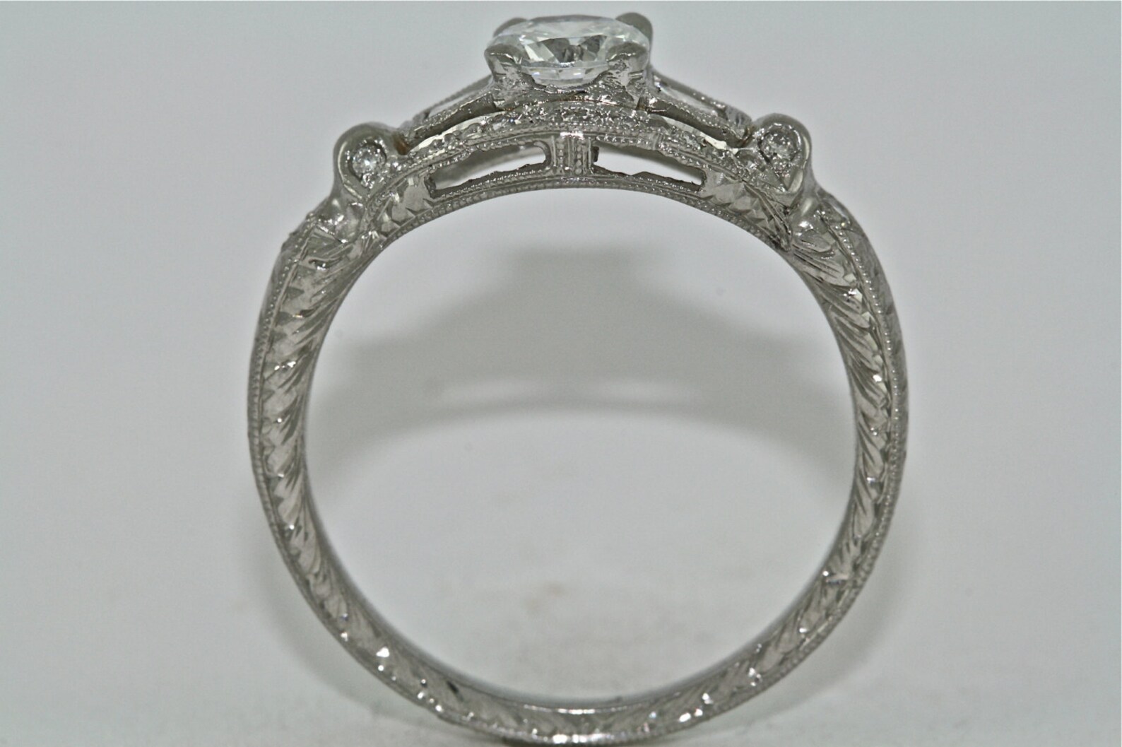 Platinum and Diamond Classic Art Deco Design Hand Engraved - Etsy