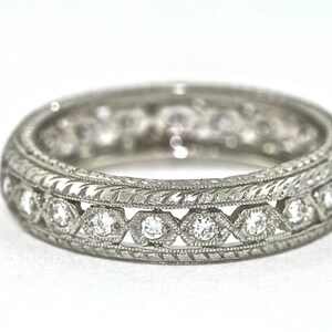 Platinum and Diamond Art Deco Design Hand Engraved Eternity - Etsy