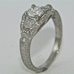 Platinum and Diamond Bridal Set Engagement Ring and Wedding Band image 4
