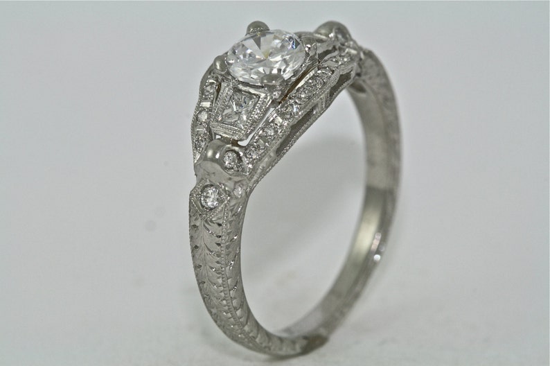 Platinum and Diamond Bridal Set Engagement Ring and Wedding Band image 4