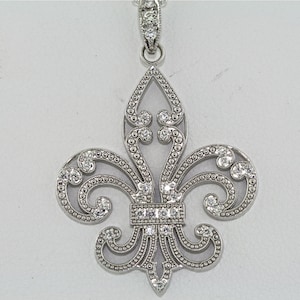 Reserved for Rodney 18K Yellow Gold and Diamond Fleur De Lis Pendant