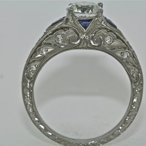 Platinum Diamond and Sapphires Edwardian Style Hand Engraved - Etsy