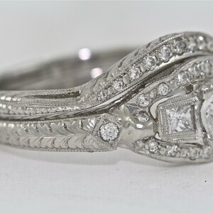 Platinum and Diamond Bridal Set Engagement Ring and Wedding Band image 3