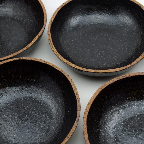 Set of 4 Rustic Bowls - Ceramic Bowls - Serving Bowls - Black Speckled Bowls - Stoneware Bowls