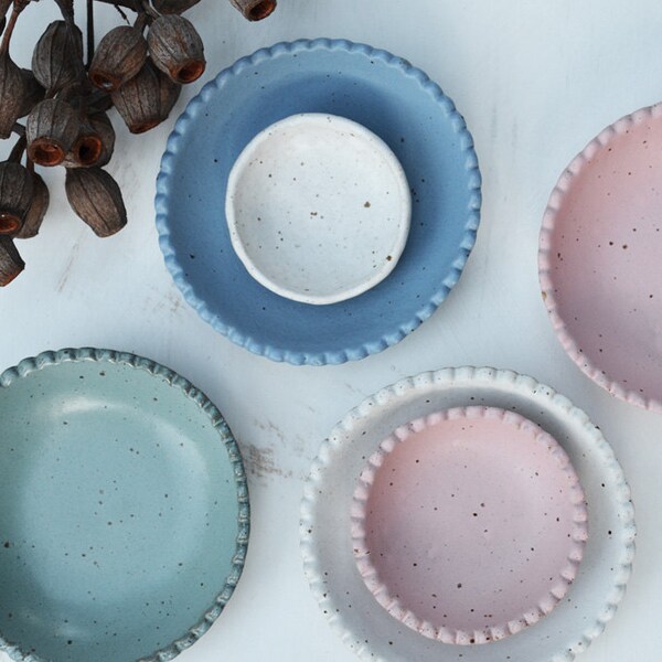 Scalloped Bowl Set - Ceramic Bowl Set - Pottery Bowls - Bowls